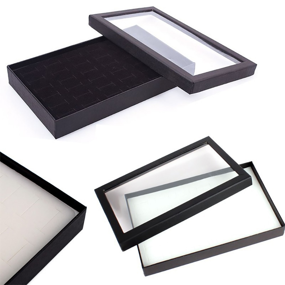 Jewelry Holder Transparent Jewelry Container 36 Slots Ring Display Holder Earring Jewelry Storage Box Organizer Sales