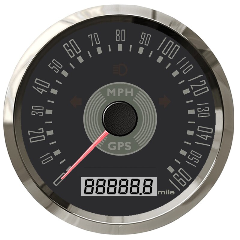 Velocímetro GPS clásico para coche y motocicleta, medidor de velocidad impermeable, 85mm, kilometraje Total ajustable, 9-32V, con retroiluminación: 160M-Classic-BS