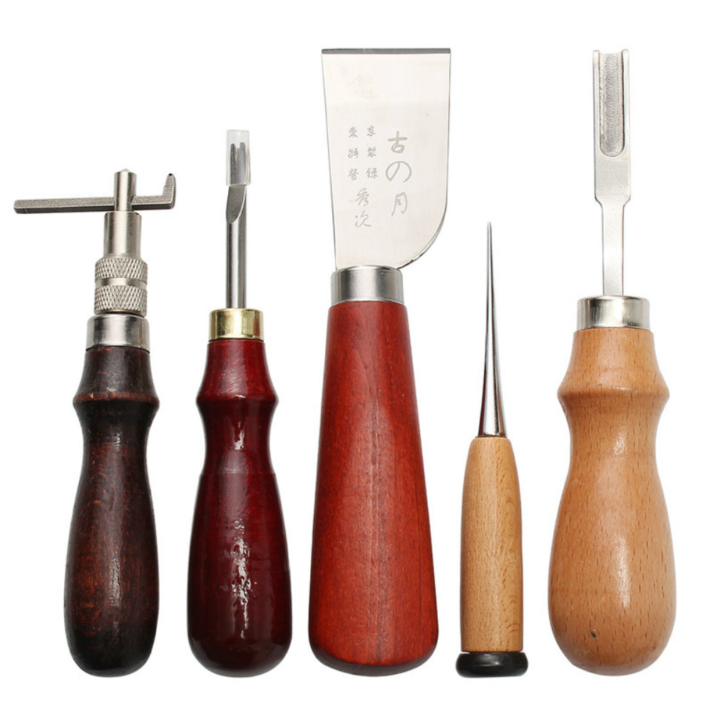 Kit de herramientas profesionales para artesanía de cuero, herramientas para coser a mano materiales para tallado, accesorios artesanales de cuero hechos a mano, 37 Uds.