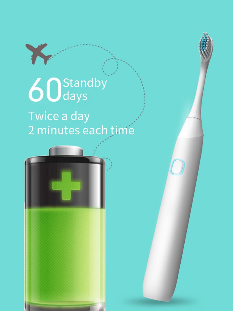 Aokitec Electric Sonic Toothbrush 50% OFF Replacement Heads Battery Automatic Waterproof Tooth Brush Deep Cleaning Oral Hygiene