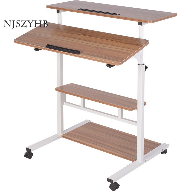Home simple laptop desk floor-mounted foldable computer desk high home multifunctional storage table
