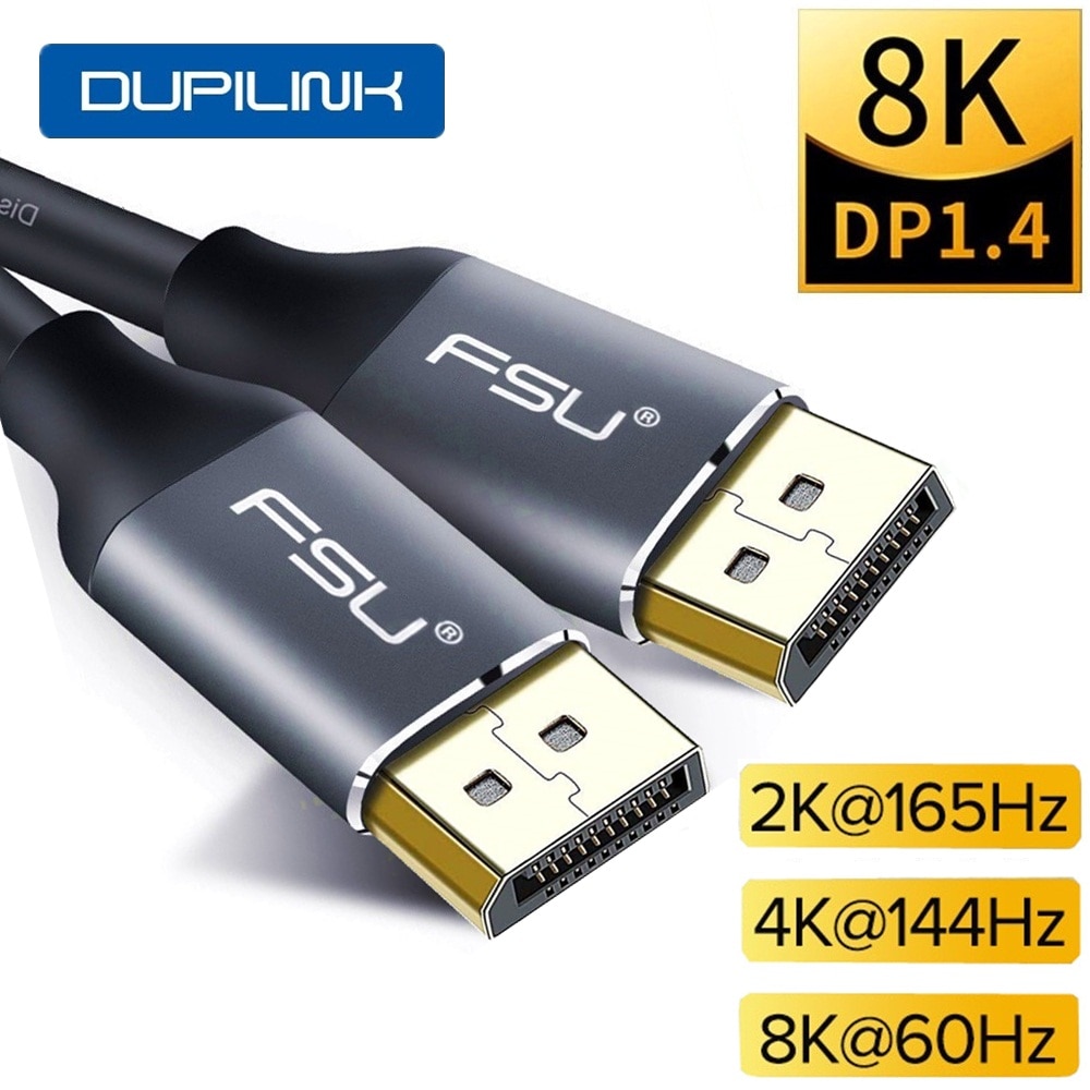 Displayport 1.4 Kabel 8K 4K 144Hz 165Hz Dp Kabel Display Port Adapter Voor Video Pc Laptop tv Dp 1.4 1.2 Display Port 1.2 Kabel: 2m