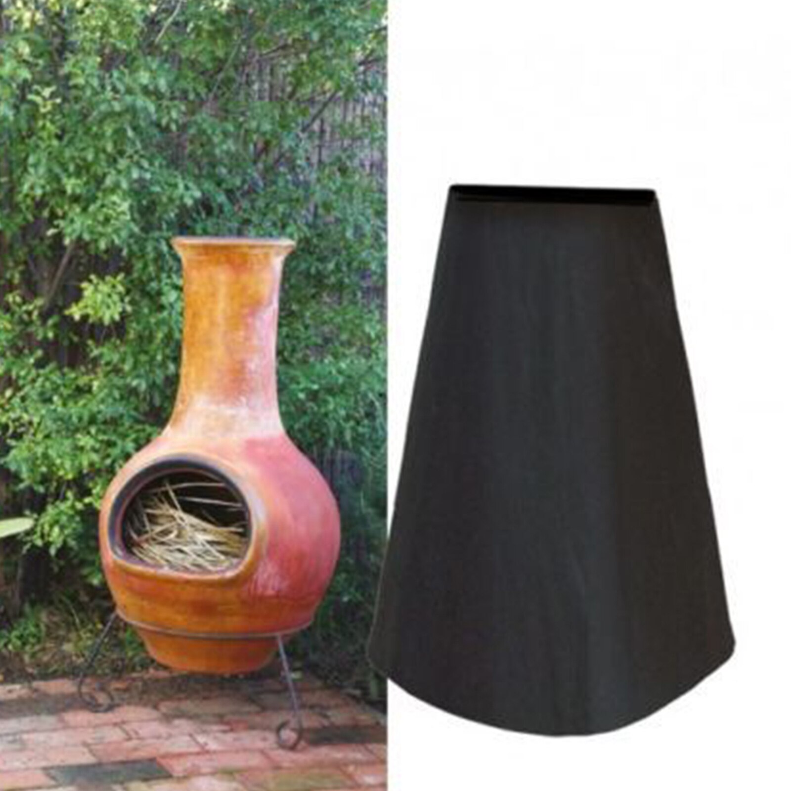 Chiminea Cover Waterproof Outdoor Fire Pit Cover, Fireplace Chimney Cover with Lock Rope for Outdoor Garden Backyard Patio
