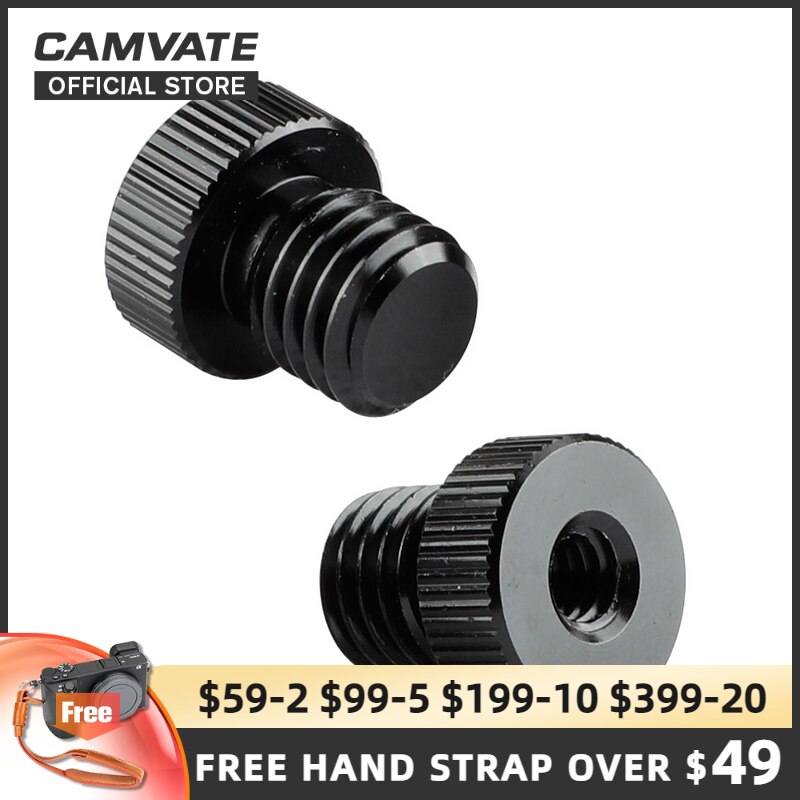 CAMVATE 2 Pieces 15mm Rod Plug M12 Male To 1/4"-20 Female Screw Adapter For Standard M12 Inner Threaded 15mm Rod Connecting