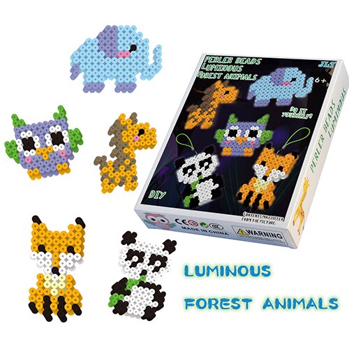 JINLETONG Hama Beads 5mm perline con fusibile luminoso set animali fai da te puzzle perline di ferro set giocattoli educativi di intelligenza fai da te: HAB021-10