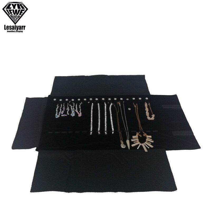 Jewelry Roll Bag Organizer - 55x29x1cm - Velvet - Foldable Travel Necklace Display Case