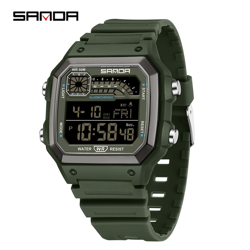 SANDA Outdoor Sport Elektronische Chronograph Uhr Männer Multifunktions Uhren Wecker Chrono Wasserdichte LED Digital armbanduhr: Mehrfarben