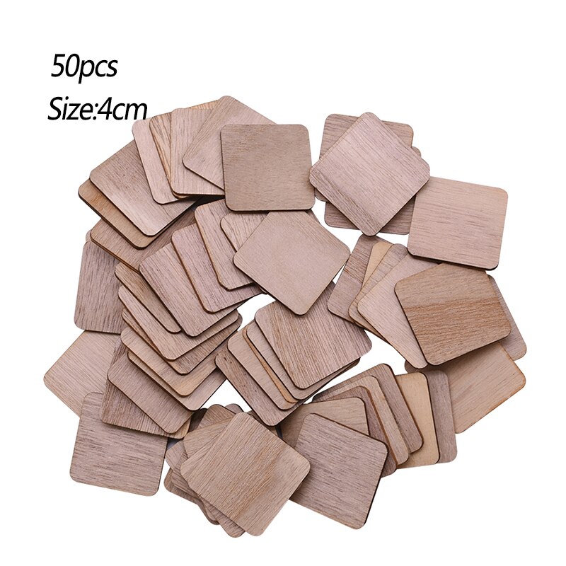 5-100pcs Natural Unfinished Blank Square Shape Wood Chips DIY Wooden Craft Ornament Wedding Home Party Decoration: M03