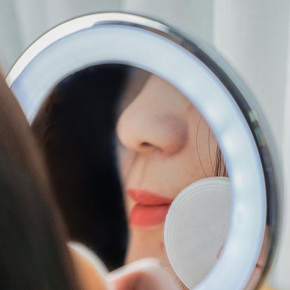 Mini Circular Makeup Make up LED Mirror Compact Portable Travel Illuminated Round Mirror light