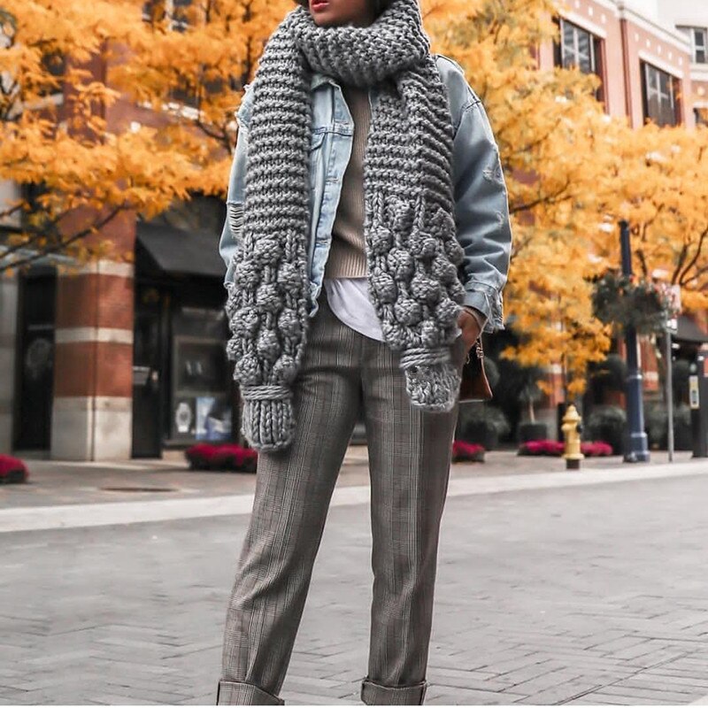 knitted wool neck manual rod needle thick needle wool winter warm scarf shawl