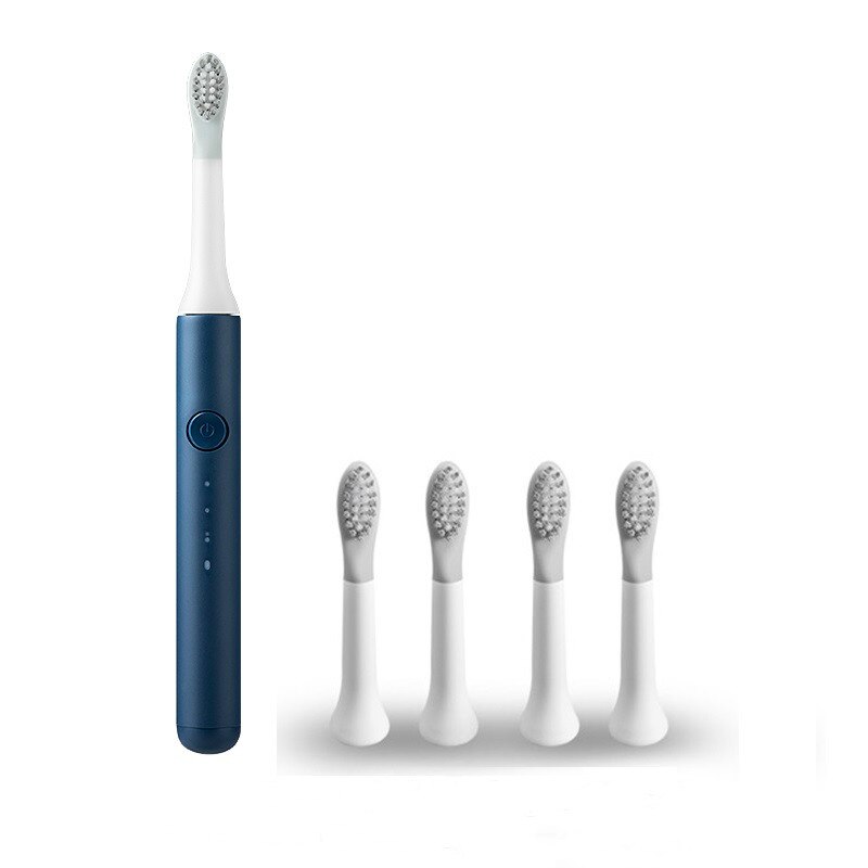 Sonic Electric Toothbrush Rechargeable Automatic Electric Tooth Brush Waterproof 3 Mode Travel Toothbrush with Brush Head: blue add 4 heads
