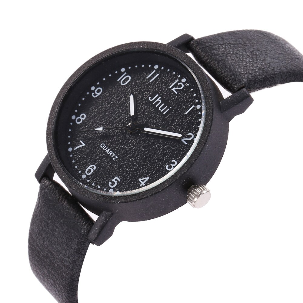 Dameshorloges minimalisme armbandhorloge vrouw relogio leer strass analoog quartzhorloge damesklok montre femme: Zwart