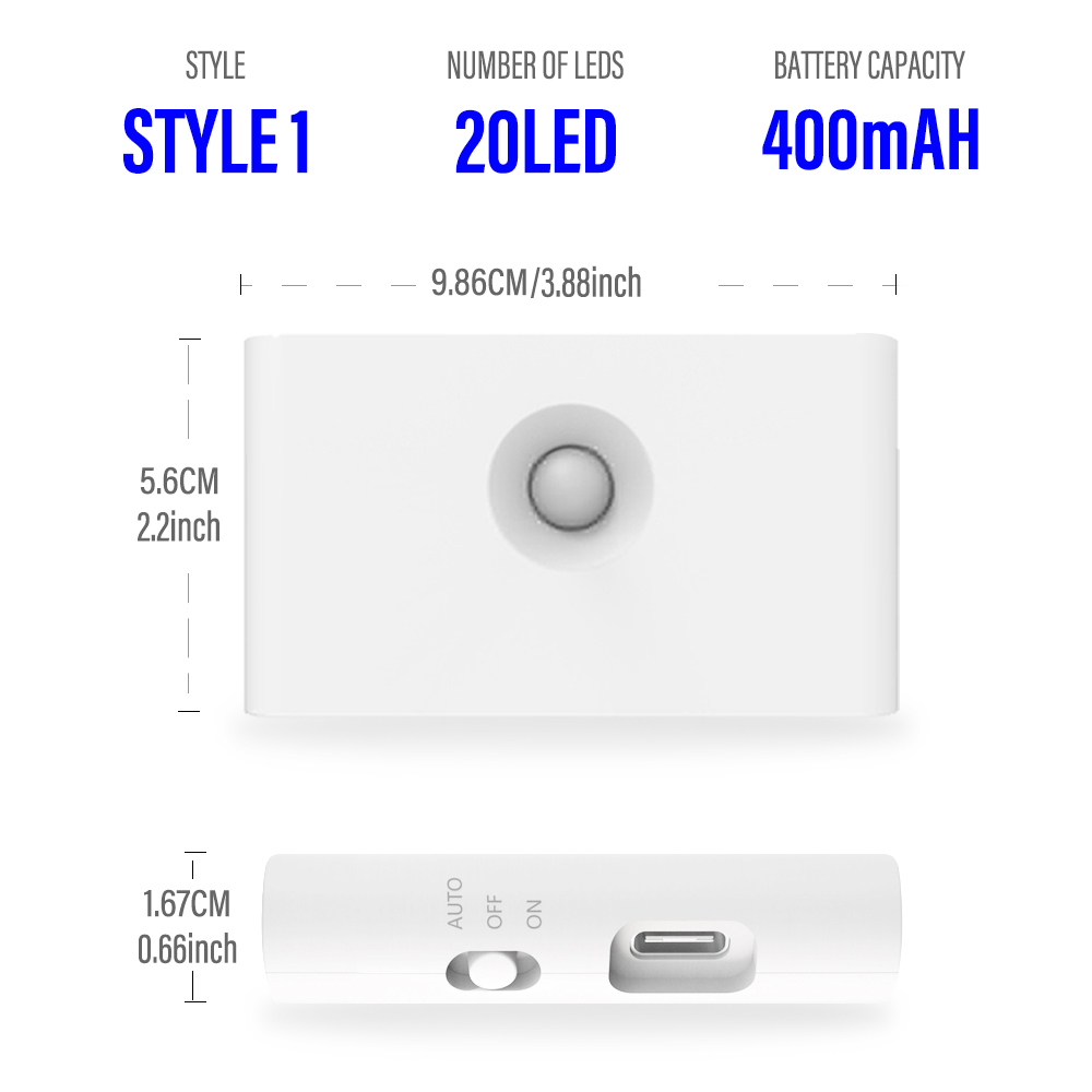 LED Induktion Nachtlicht Drahtlose USB Ladung Menschlichen Körper Induktion Zauberstab Licht Schlafzimmer Korridor Schrank Badezimmer Nachtlicht: Weiß / Blau