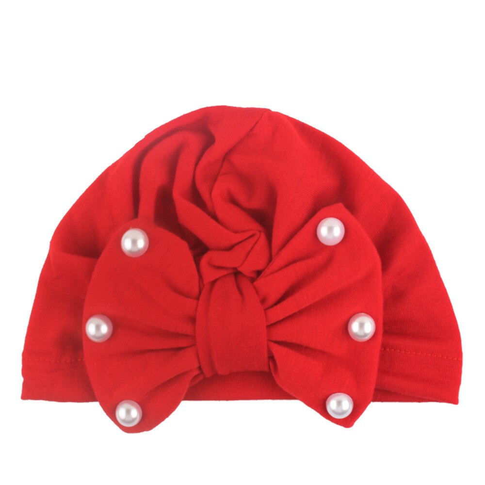 1 st lytwtw& #39 ;s barn rosett pärla barn rosett mössa baby hatt nyfödda flickor kläder tillbehör spädbarn mössa turban solid: 4