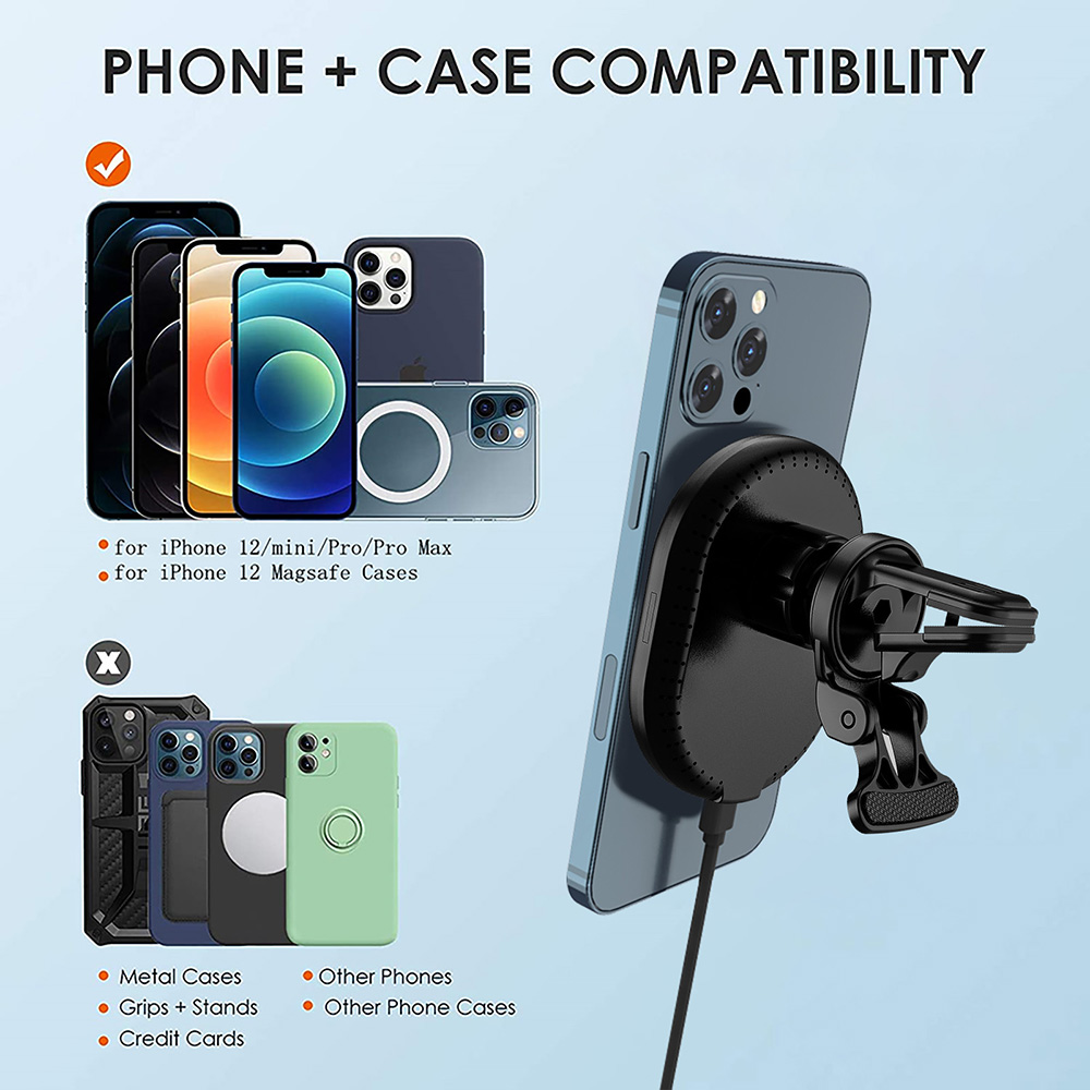 FDGAO Magnetic Car Wireless Charger Mount 15W Fast Charging Phone Hoder For iPhone 13 12 Max Pro Mini Magnet Qi Chargers Stand