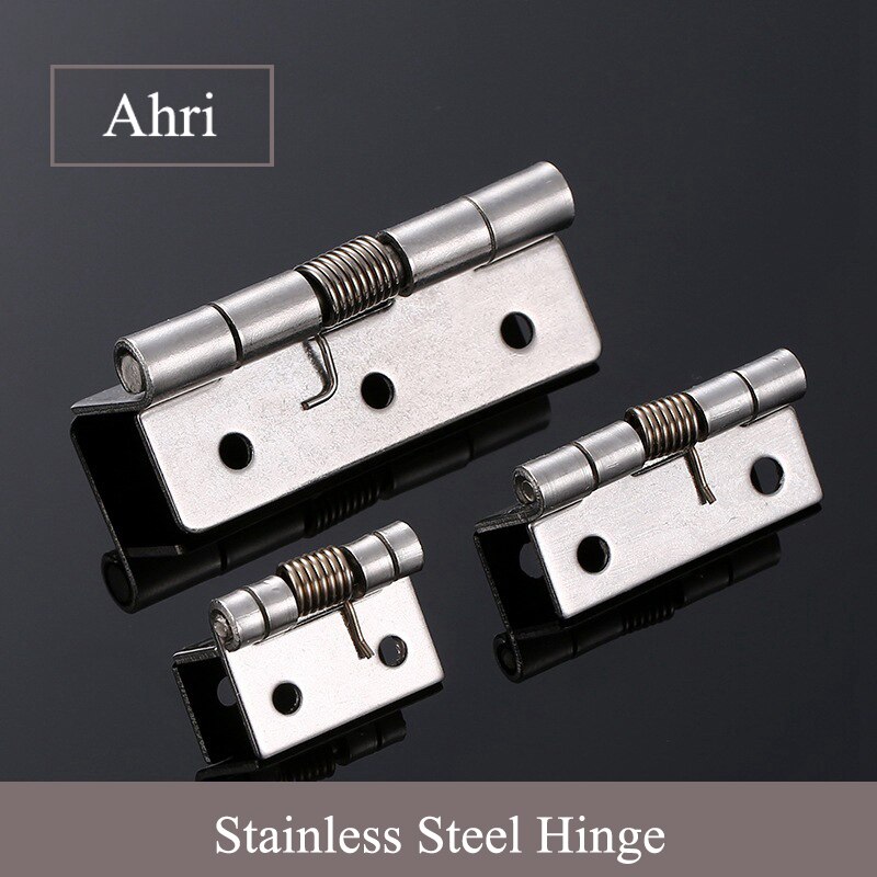 2/6/10pcs 1.5in Stainless Steel Hinge Self-Closing Corner Spring Draw Door Hinge Cabinet Repair Accessories Hardware Supplies