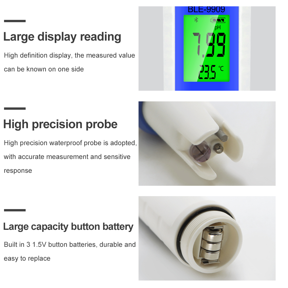 Medidor de análisis de agua con Control por aplicación, Detector de de agua potable, PH/TDS/EC/salinidad/TEMP Pen, para laboratorio, piscina y Acuario