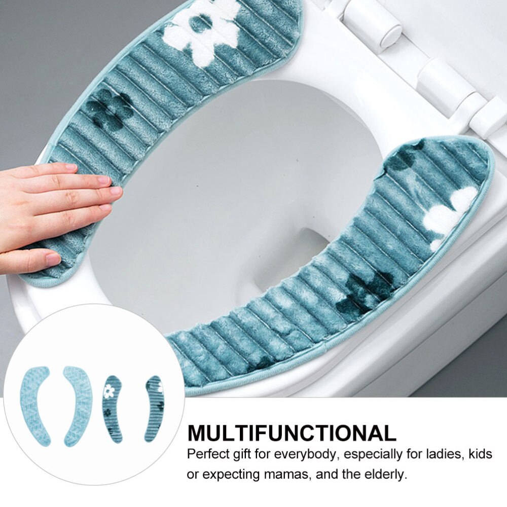 2 Pairs Zachte Toiletbril Pad Wc Ringen Glad Wc Cover (Blauw Maat S + L)