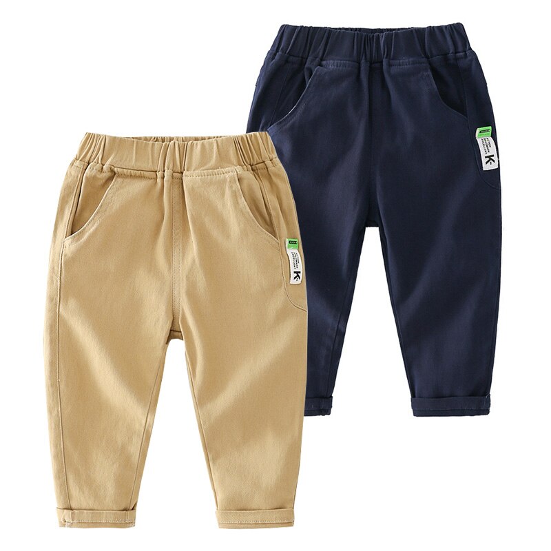 Calças cargo de algodão para meninos, calças da moda para crianças pequenas de algodão com elástico na cintura, roupas para crianças pequenas