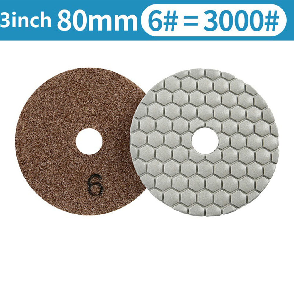 3-Zoll-Diamant-Trockenpolierpad-Schleifscheibe für Granit-Marmor-Schneider, Schleif-/Schneidwerkzeuge, 1 Stück, zufällige Farbe: grau
