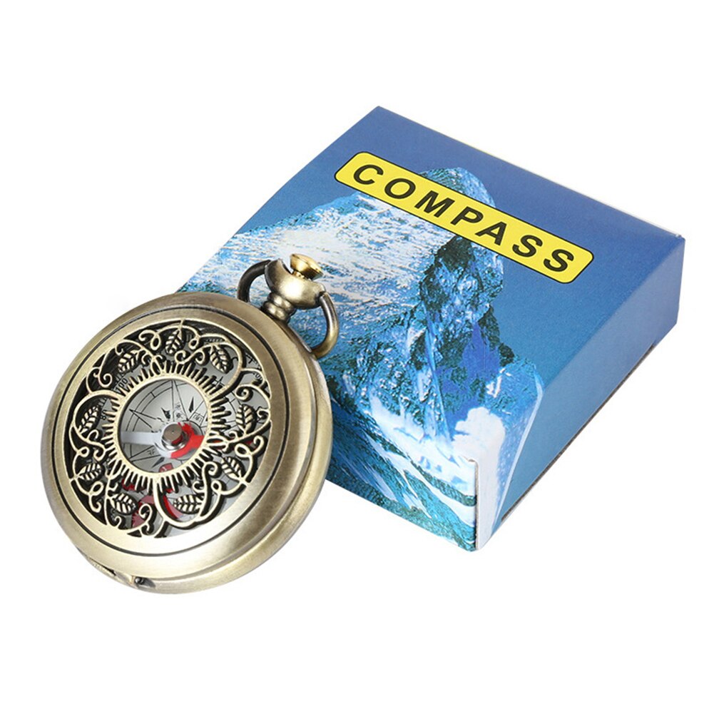 Retro Bronze Pocket Compass Antique Survival Gear for Outdoor Hiking Navigation Retro Pocket Watch Compass Outdoor Tool