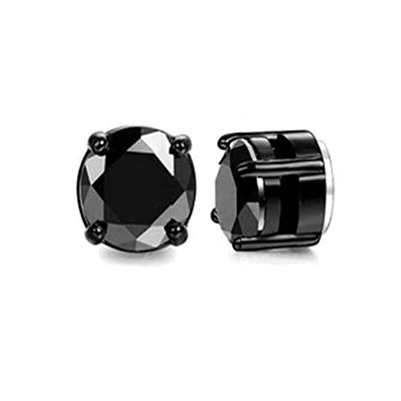 12 Pairs Stainless Steel Non Pierced Magnetic Earrings for Men Women CZ Clip on Dangle Earrings Set Hip Hop Rock Punk Retro: StyleA-Black-1 pairs