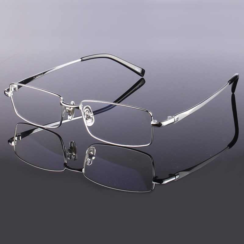 Montura completa de gafas de titanio puro para hombre, montura de gafas ópticas, gafas de prescripción, montura de de aleación 9867: Plata
