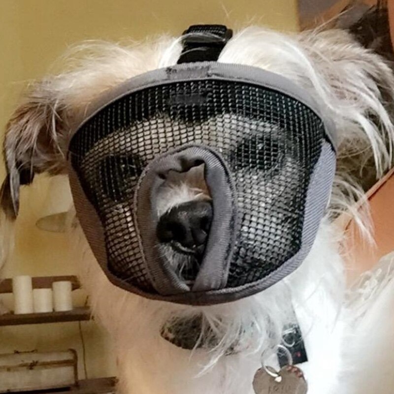 Short Snout Dog Muzzles Adjustable Breathable Mesh Bulldog Muzzle for Biting Chewing Barking Training Dog Mask