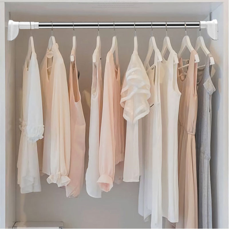 Retractable Stainless Steel Curtain Hanger Rod Bracket Clothesline Pole Shower Curtain Drape Rod Clothes Hanger Rod