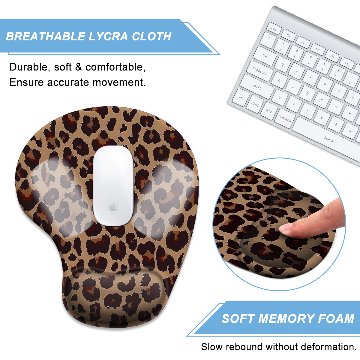 Luipaardprint & Landschap Serie Pols Muismat Ergonomisch Zacht Antislip Polssteun Ondersteuning Mat Computer Muismat voor Kantoor PC
