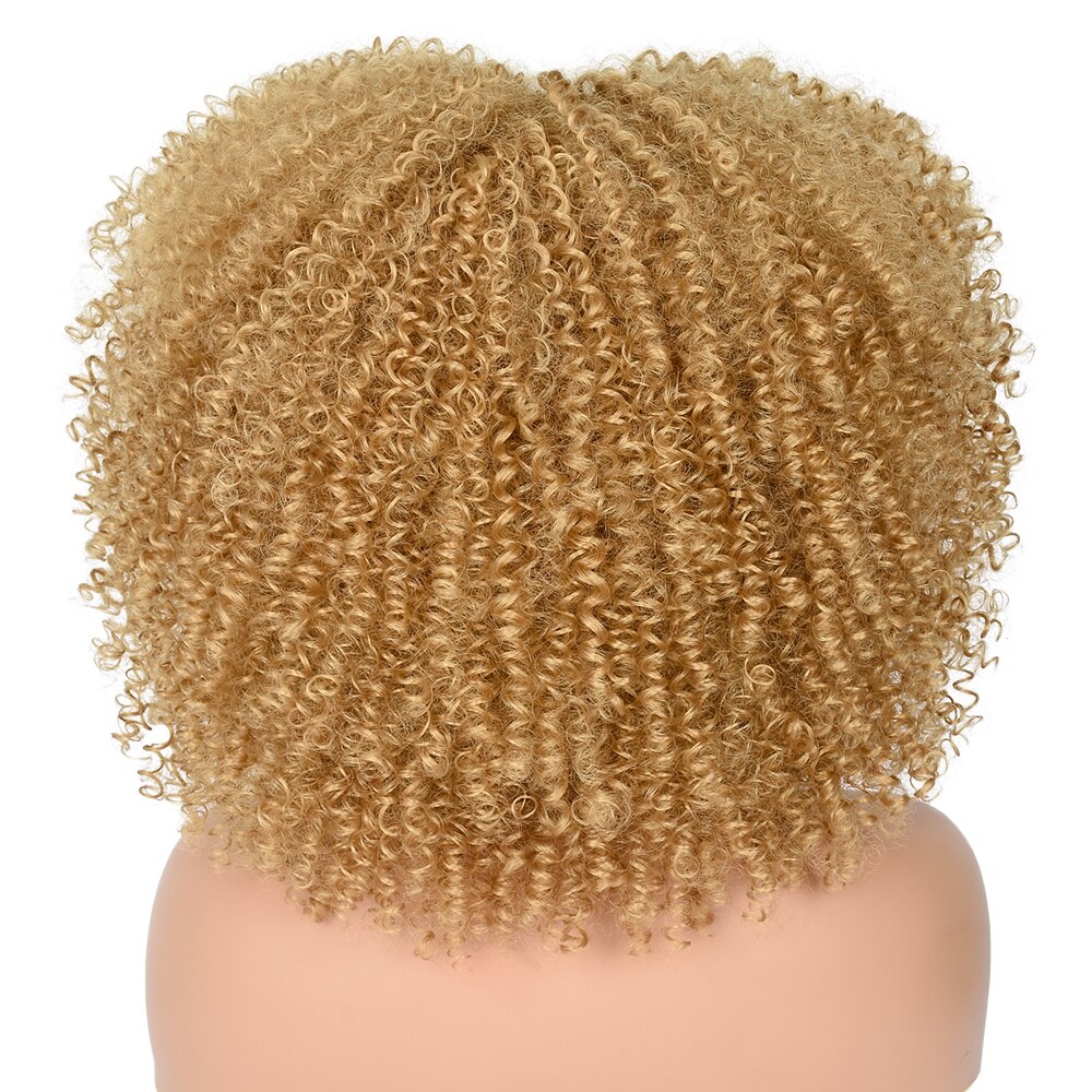 Short Hair Afro Kinky Curly Wigs With Bangs For Black Women Cosplay Lolita Synthetic Natural Blonde White Pink Blue Green Wig: 27