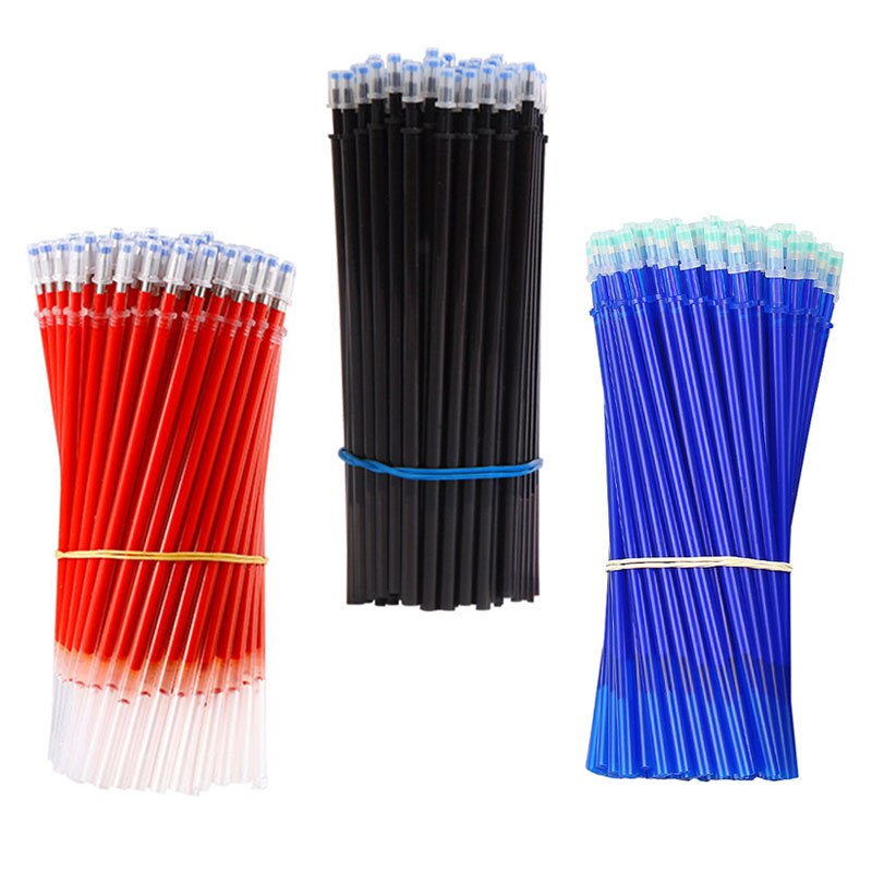 50pcs/Set Gel Pen Permanent Red Blue Black Ink Refill Black Pen Shells Ballpoint Fine-Nib School Office Writing Stationery