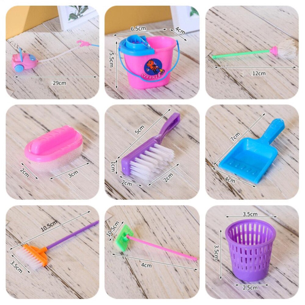 9 Pcs Kinderen Educatief Speelgoed Cleaner Ware Borstel Speelgoed Plastic Huis Keuken Schoonmaken Tool Meubels Borstel