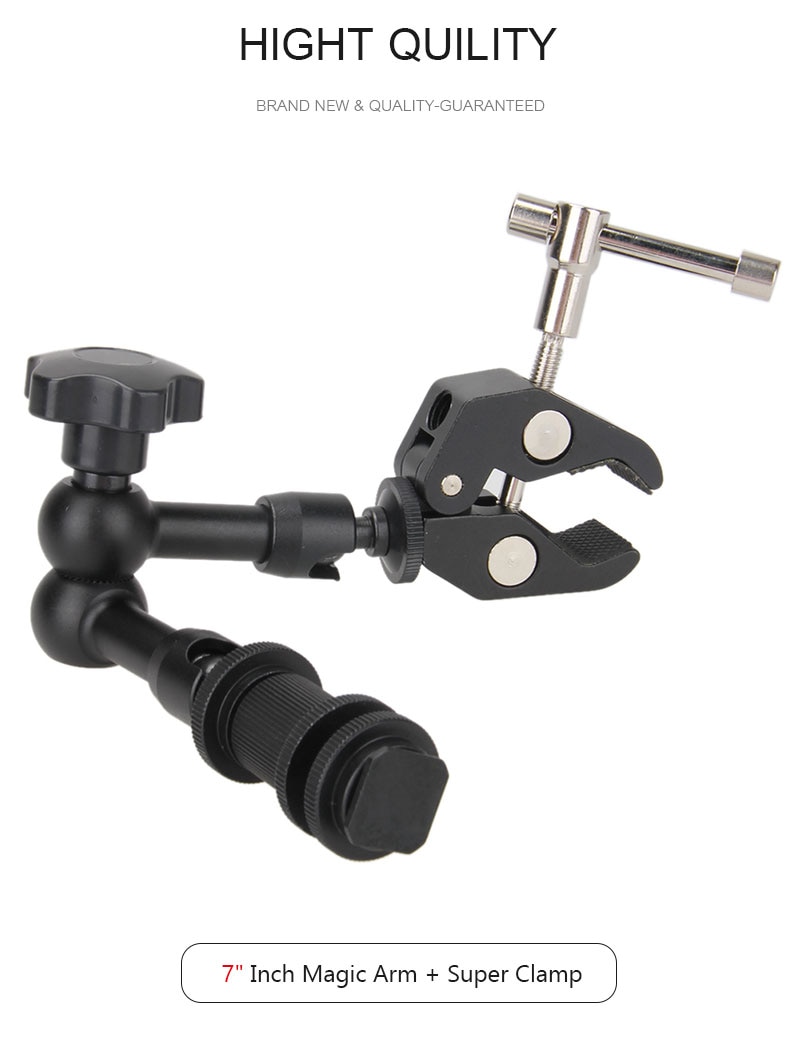 Super Clamp 7 "Inch Verstelbare Magic Gelede Arm Tang Voor Montage Hdmi Monitor Led Light Video Camera Flash Camera dslr: Magic Arm.Crab Clamp