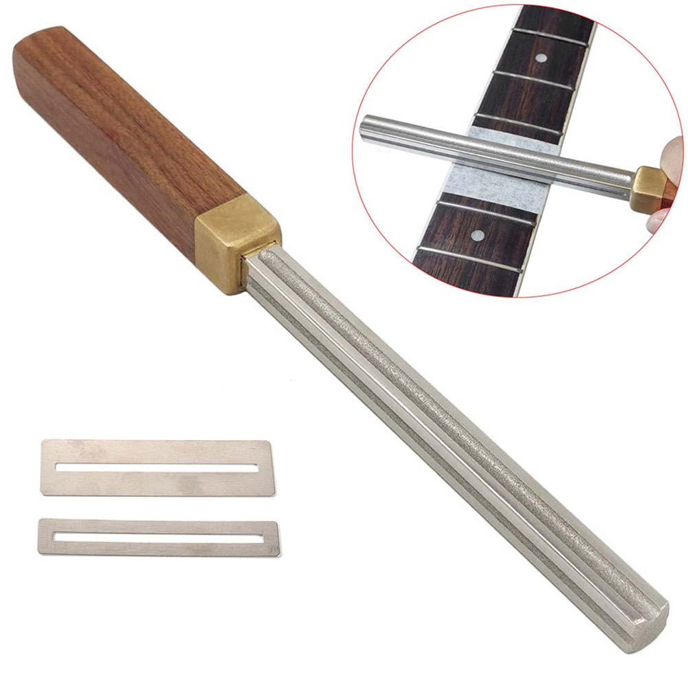 Guitare basse arrondie, lime à frettes, bord de couronne, poignée en bois, polissage, 4 fentes, accessoires de réparation, revêtement diamant Luthier