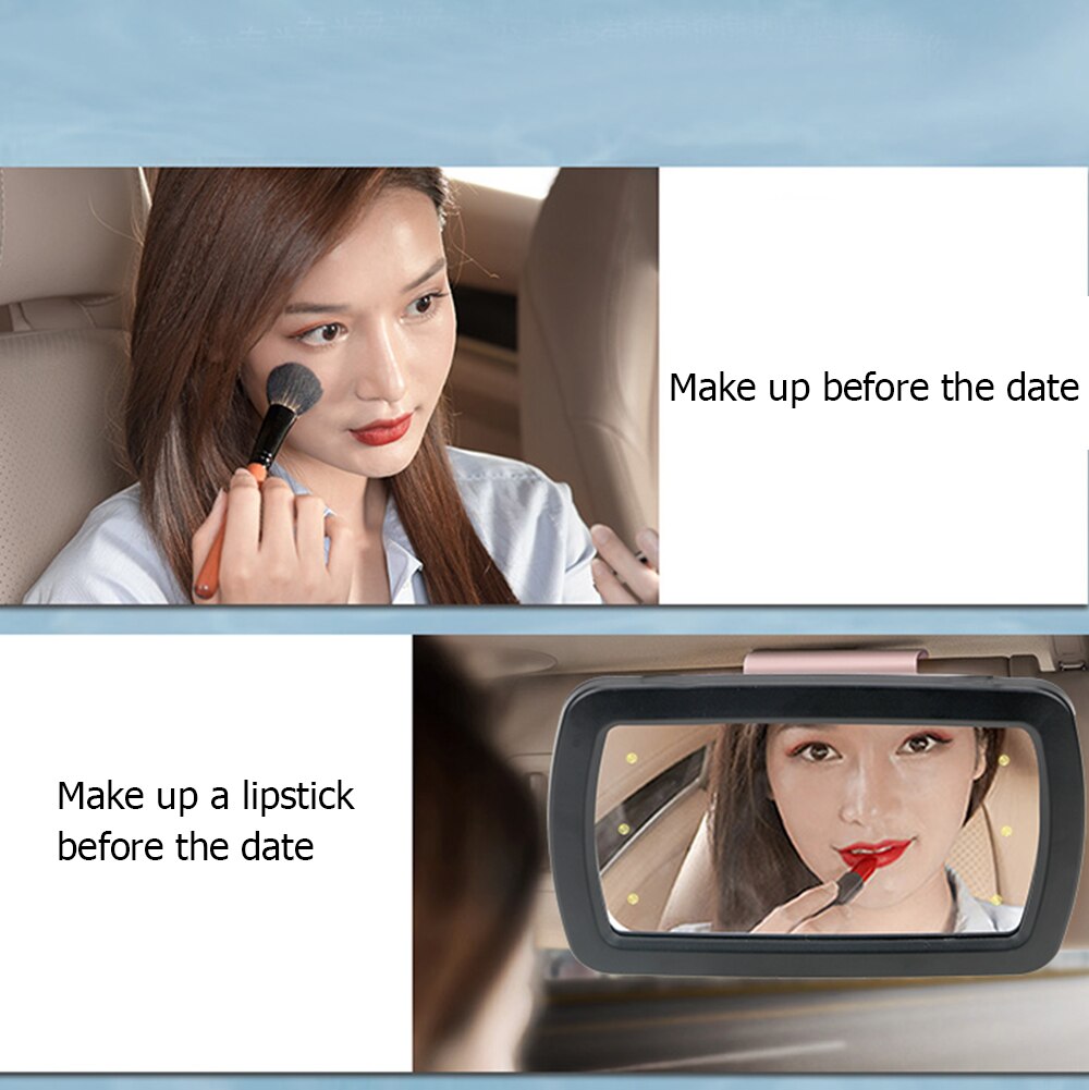 Spiegel Auto Zonneklep Spiegel Automobiel Make Up Spiegel Met Zes Led Verlichting Universal Make Zonwering Cosmetische spiegel