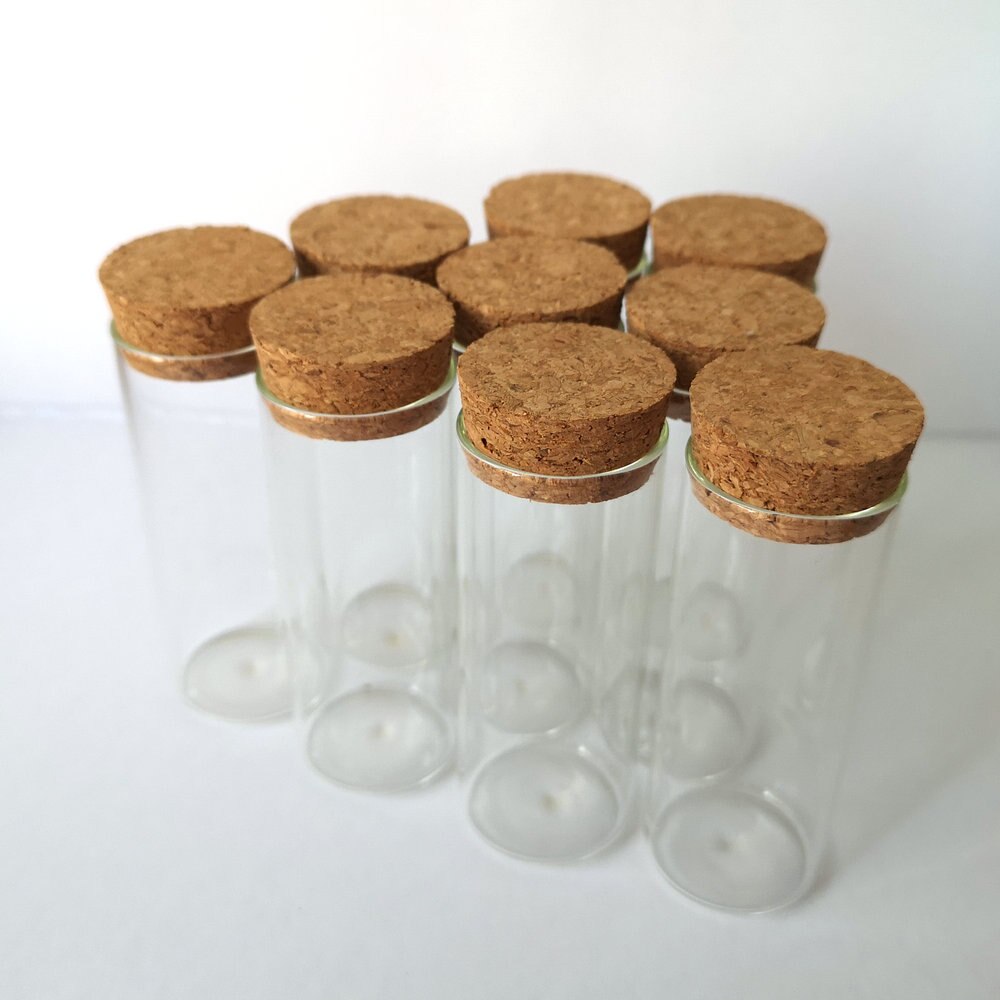 Tubos de ensayo de vidrio con tapones de corcho, frascos de deseos, botellas de almacenamiento para laboratorio o de decoración, 35ml, 30x75mm, 10 unids/lote