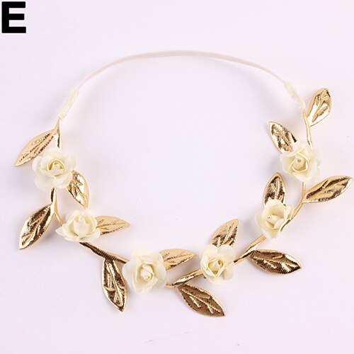 Kids Girls' Stunning Roses Leaves Hair Band Party Elastic Garland Headband: Beige