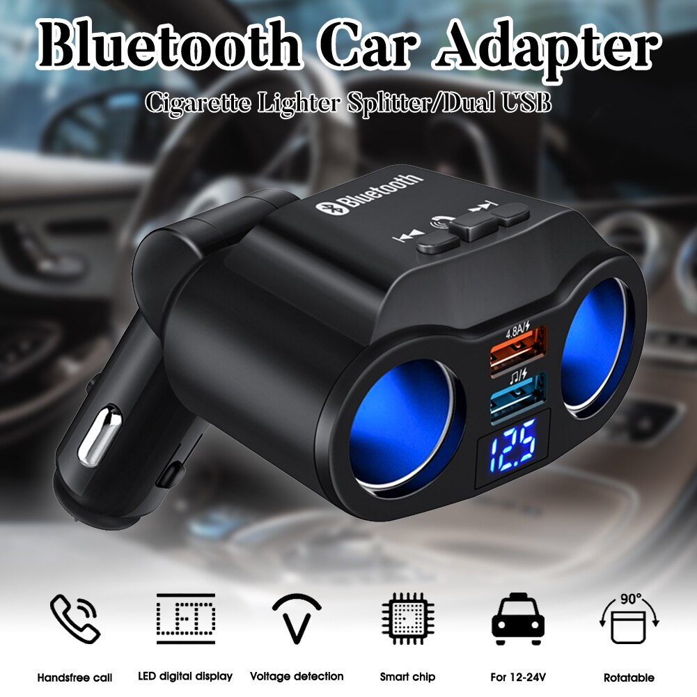 Universal 2 Sockets Car Auto Cigarette Lighter Dual USB Charger socket power adapter 90W Splitter Charger 12V Fast Ship