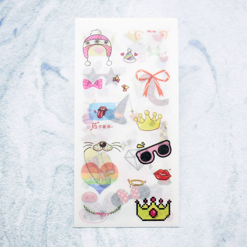 2 packs 12 sheets leuke cartoon bloemen en vogels stickers kinderen briefpapier transparante handbook DIY fotoalbum: C