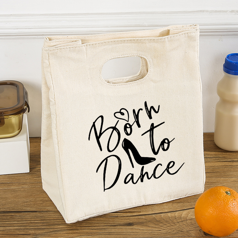 Urodzony robić tańca grafika moda dziewczyna saszetka na obiad Harajuku płótno wielokrotnego użytku torba termiczna o dużej pojemności dusza taniec śliczne lodówka turystyczna