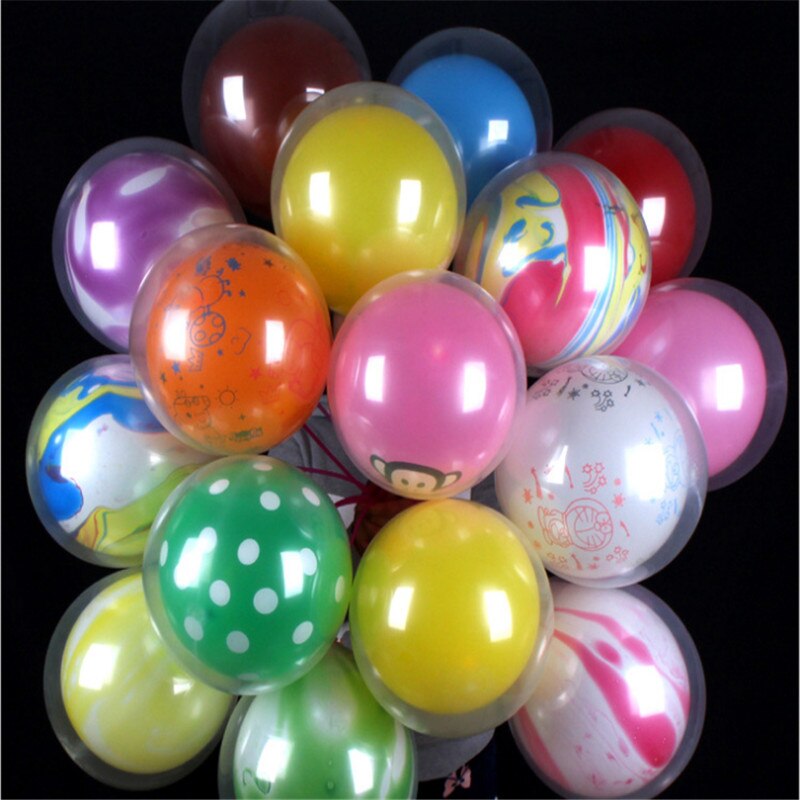12-Inch Double-Layer Transparent Latex Balloon Birthday Party Decoration Baby Shower Mix and Match
