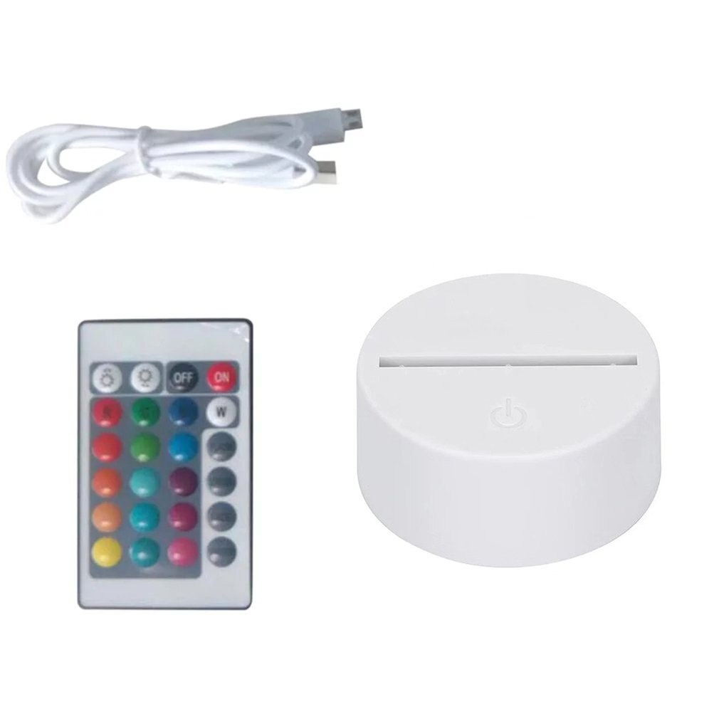 Acrylic 3D LED Lamp Base Table Night Light Base LED 7 Color-Adjust USB Remote Control Lighting Accessories Bulk: 04