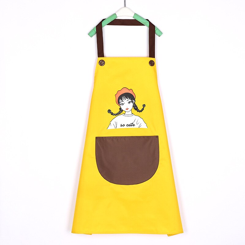 Apron Cooking Kitchen Waterproof Aprons Chef Apron with Pockets for Home Restaurant Garden BBQ Coffee House Apron YU-Hom: Yellow