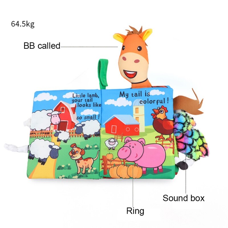 Giocattolo molare massaggiagengive per bambini libri educativi per bambini miglior regalo per bambini codice di animali libro di stoffa giocattolo puzzle per neonati