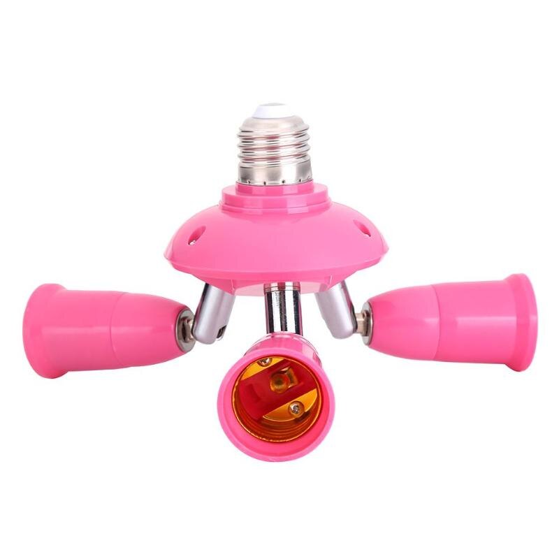 3 In 1 E27 Om E27 Lampvoet Socket Splitter Verstelbare Led-Lamp Adapter Houder Licht Extented Converter: Roze