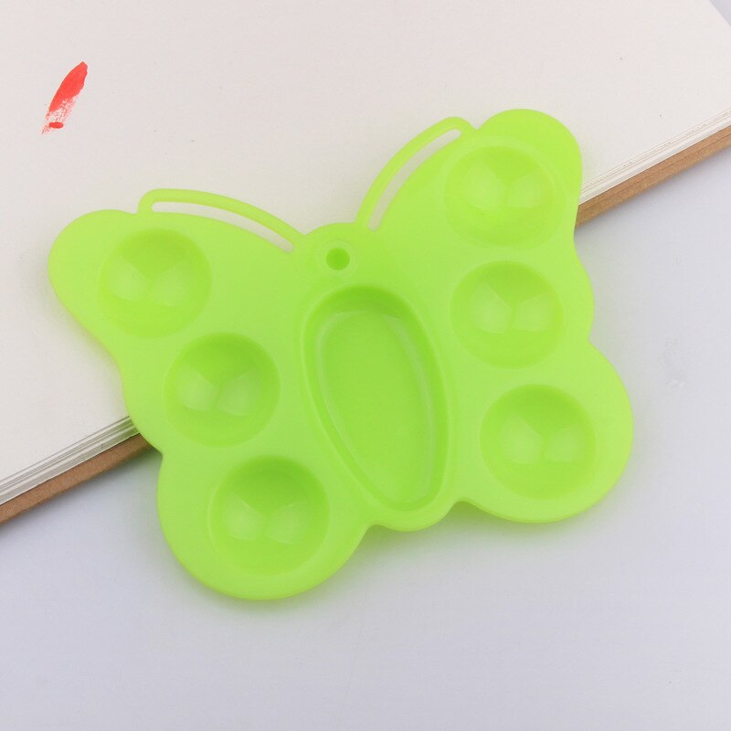 Paleta de pintura de arte plástica de mariposa de 7 pozos bandeja de dibujo de plástico paleta de colores para acuarela al óleo paleta de pintura blanca: 4