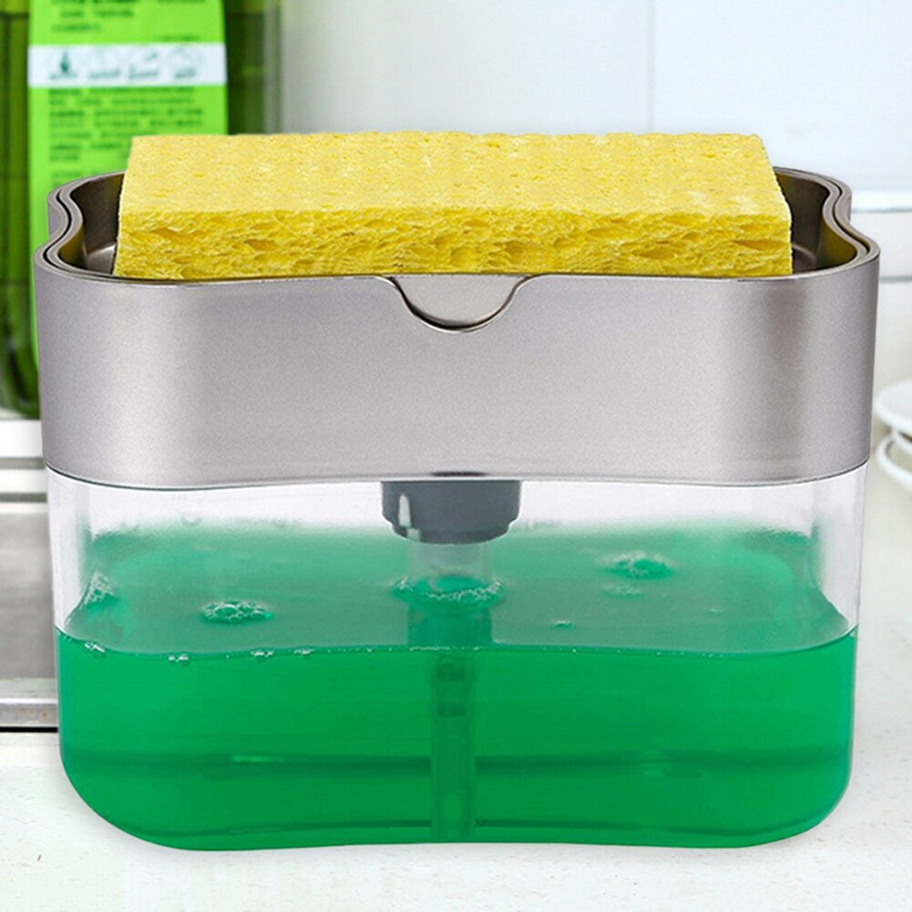 2 in 1 Scrubbing Liquid Detergent Dispenser Press-type Liquid Box Soap Box