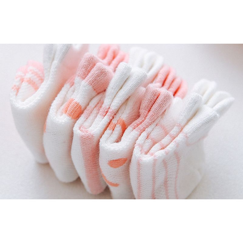 5 Paare/satz Kleinkind Baumwolle Socken Baby Jungen Mädchen Anti Unterhose Gittergewebe Atmungsaktiv Bequeme Socken Mit Druck Streifen