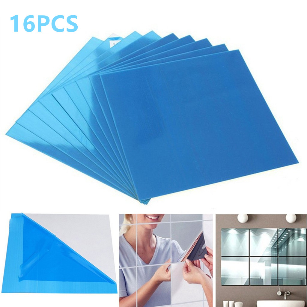 Square Mirror Surface Film Wall Stickers Adhesive Decoration 15 Cm X 15 Cm Mirror Adhesive Stickers Home Bathroom Decor: B